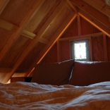 Tiny rustic cabin, sleeping loft