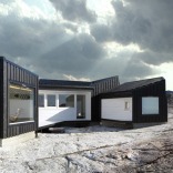 An irregular horseshoe-shaped floor plan provides shelter from the wind for this family cabin in Norway. It has 3 bedrooms in 829 sq ft. | www.facebook.com/SmallHouseBliss