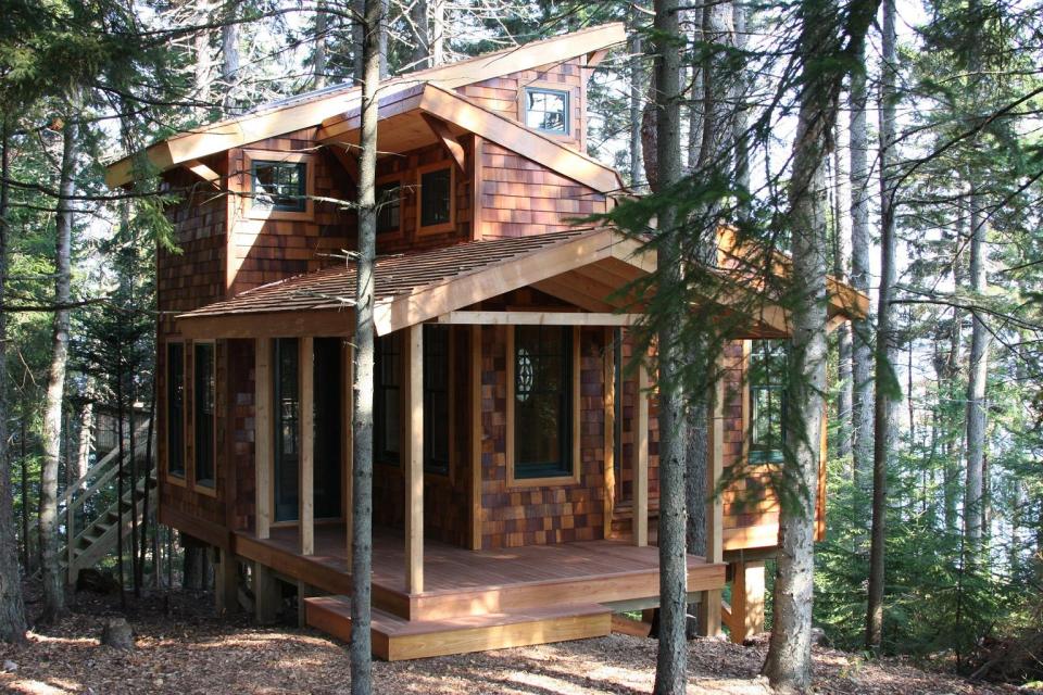 This 350 sq ft "treehouse" is used as a playhouse and family hangout space. | www.facebook.com/SmallHouseBliss