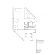 A hexagon-shaped plan was chosen to maximize views and daylight in this small house that has 2 bedrooms in 1,012 sq ft. | www.facebook.com/SmallHouseBliss