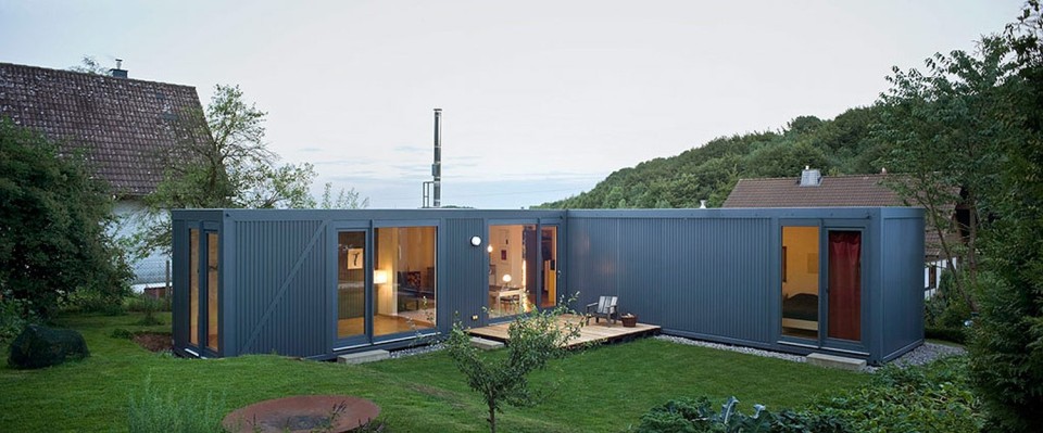 ContainerLove, a small house built from modules designed to resemble shipping containers. It has 2 bedrooms and room for a 3rd in about 969 sq ft. | www.facebook.com/SmallHouseBliss