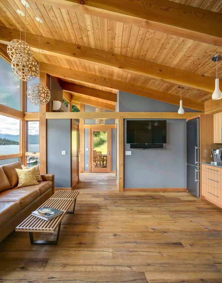 This timber framed cabin has modern lines and an energy-efficient shell. There is 1 bedroom in 550 sq ft. | www.facebook.com/SmallHouseBliss