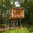 The Baumgeflüster treehouse resort in Germany. Each treehouse has one bedroom in 383 sq ft. | www.facebook.com/SmallHouseBliss